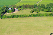 Bird's eye view of Paddock of Trakehner-Friedrich in Minfeld in the state Rhineland-Palatinate, Germany