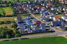 Aerial photograpy of New development area Im Holderbusch in Minfeld in the state Rhineland-Palatinate, Germany