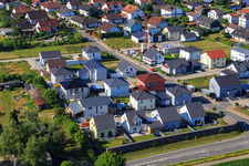 Oblique view of New development area Im Holderbusch in Minfeld in the state Rhineland-Palatinate, Germany