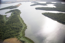 Aerial photograpy of Lake Madine in Buxières-sous-les-Côtes in the state Meuse, France