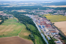 Building and production halls on the premises of Foundery Saint Gobain PAM on Canal de la Marne au Rhin in Foug in Grand Est, France