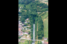 Aerial photograpy of Subterranean Channel flow and river banks of the waterway shipping Canal Rhin au Marne in Lay-Saint-Remy in Grand Est, France