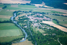 Aerial view of Saint-Germain-sur-Meuse in the state Meuse, France