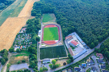 Aerial view of Franz Hage Stadium in Bellheim in the state Rhineland-Palatinate, Germany