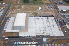 Oberwald industrial area in Wörth am Rhein in the state Rhineland-Palatinate, Germany from the drone perspective
