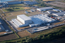 Oberwald industrial area in Wörth am Rhein in the state Rhineland-Palatinate, Germany seen from above