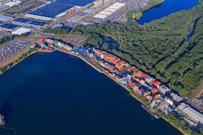 Aerial view of Wörth State Port with Contargo Wörth in the district Maximiliansau in Wörth am Rhein in the state Rhineland-Palatinate, Germany