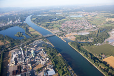Aerial view of Borregaard Deutschland GmbH and Maxauer Papierfabrik GmbH in the district Knielingen in Karlsruhe in the state Baden-Wuerttemberg, Germany