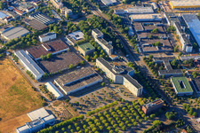 Aerial view of Karlspark Technology Center and INERATEC GmbH in the district Knielingen in Karlsruhe in the state Baden-Wuerttemberg, Germany