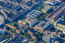 Brauerstraße with Forterro Deutschland Abas GmbH, Employment Agency Karlsruhe-Rastatt, Federal Prosecutor General at the Federal Court of Justice and State Academy of Art Karlsruhe (HfG) in the district Südweststadt in Karlsruhe in the state Baden-Wuerttemberg, Germany