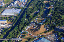 Mount Klotz at The Festival in the Günther Klotz complex in the district Südweststadt in Karlsruhe in the state Baden-Wuerttemberg, Germany from above