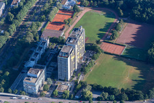 High-rise buildings Am Rueppurer Schloss in the district Weiherfeld - Dammerstock in Karlsruhe in the state Baden-Wurttemberg, Germany