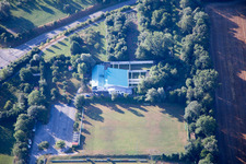 Aerial view of Schützenhaus in the district Wolfartsweier in Karlsruhe in the state Baden-Wuerttemberg, Germany