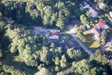 Aerial photograpy of Hohenwettersbacherstraße 38 , "open youth workshop Karlsruhe" at the quarry in the district Grünwettersbach in Karlsruhe in the state Baden-Wuerttemberg, Germany