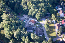 Hohenwettersbacherstraße 38 , "open youth workshop Karlsruhe" at the quarry in the district Grünwettersbach in Karlsruhe in the state Baden-Wuerttemberg, Germany from above