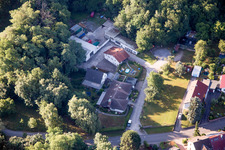 Hohenwettersbacherstraße 38 , "open youth workshop Karlsruhe" at the quarry in the district Grünwettersbach in Karlsruhe in the state Baden-Wuerttemberg, Germany seen from above
