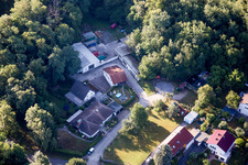 Hohenwettersbacherstraße 38 , "open youth workshop Karlsruhe" at the quarry in the district Grünwettersbach in Karlsruhe in the state Baden-Wuerttemberg, Germany from the plane