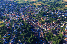 View of the town from the north in the district Grünwettersbach in Karlsruhe in the state Baden-Wuerttemberg, Germany