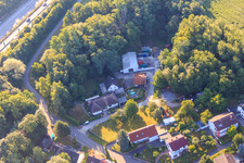 Hohenwettersbacherstraße 38 , "open youth workshop Karlsruhe" at the quarry in the district Grünwettersbach in Karlsruhe in the state Baden-Wuerttemberg, Germany from above