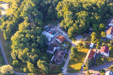 Hohenwettersbacherstraße 38 , "open youth workshop Karlsruhe" at the quarry in the district Grünwettersbach in Karlsruhe in the state Baden-Wuerttemberg, Germany from the plane