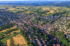 Aerial view of View of the town from the north in the district Grünwettersbach in Karlsruhe in the state Baden-Wuerttemberg, Germany