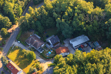 Hohenwettersbacherstraße 38 , "open youth workshop Karlsruhe" at the quarry in the district Grünwettersbach in Karlsruhe in the state Baden-Wuerttemberg, Germany viewn from the air