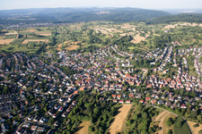Aerial view of District Grünwettersbach in Karlsruhe in the state Baden-Wuerttemberg, Germany