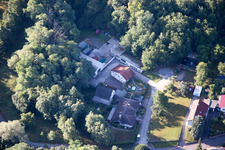 Hohenwettersbacherstraße 38 , "open youth workshop Karlsruhe" at the quarry in the district Grünwettersbach in Karlsruhe in the state Baden-Wuerttemberg, Germany from the plane