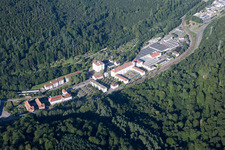Oblique view of Industrial area in the Albtal spinning mill in Ettlingen in the state Baden-Wuerttemberg, Germany