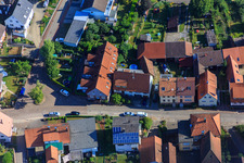 Long Street in the district Schluttenbach in Ettlingen in the state Baden-Wuerttemberg, Germany from above