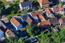 Long Street in the district Schluttenbach in Ettlingen in the state Baden-Wuerttemberg, Germany viewn from the air