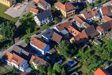 Drone image of Long Street in the district Schluttenbach in Ettlingen in the state Baden-Wuerttemberg, Germany
