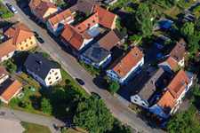 Aerial view of Long Street in the district Schluttenbach in Ettlingen in the state Baden-Wuerttemberg, Germany