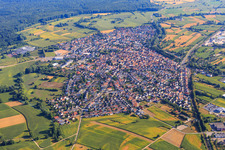 Aerial view of City view from the south in Hagenbach in the state Rhineland-Palatinate, Germany