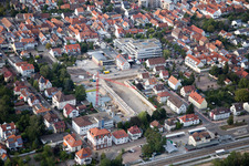 Aerial photograpy of In the city center" New building of RiBa GmbH between Bismarck- and Gartenstr in Kandel in the state Rhineland-Palatinate, Germany