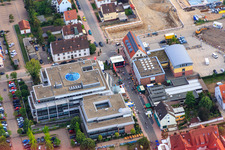 Aerial view of Kandeler City Festival 2015 between Verbandsgemeinde administration Kandel and Sparkasse Südpfalz in Kandel in the state Rhineland-Palatinate, Germany