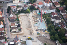 In the city center" New building of RiBa GmbH between Bismarck- and Gartenstr in Kandel in the state Rhineland-Palatinate, Germany from the plane