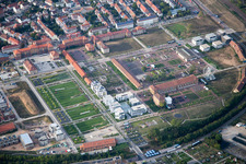 State Garden Show 2015 in Landau in der Pfalz in the state Rhineland-Palatinate, Germany from above