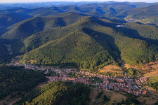 Village view in the valley of the Palatinate Forest in Eußerthal in the state Rhineland-Palatinate, Germany