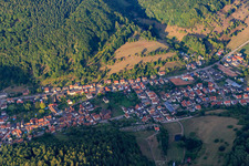 Aerial view of Badtstr in Eußerthal in the state Rhineland-Palatinate, Germany