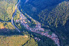 Village view in the Queichtal from the northwest in Rinnthal in the state Rhineland-Palatinate, Germany