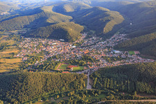 Aerial view of City view from the north in Hauenstein in the state Rhineland-Palatinate, Germany