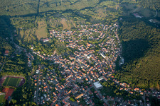 Village - view on the edge of agricultural fields and farmland in Hauenstein in the state Rhineland-Palatinate, Germany