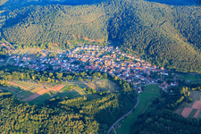 Village view in the Palatinate Forest from the northwest in Vorderweidenthal in the state Rhineland-Palatinate, Germany