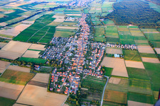 Aerial view of Village view from the west in the evening in Dierbach in the state Rhineland-Palatinate, Germany
