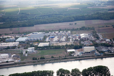 Oblique view of Industrial area N from the east in Worms in the state Rhineland-Palatinate, Germany