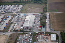 Aerial view of Industrial area North on the Rhine in Worms in the state Rhineland-Palatinate, Germany