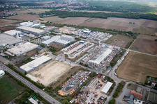 Industrial area Im Langgewan, forwarding company Kube & Kubenz in Worms in the state Rhineland-Palatinate, Germany out of the air