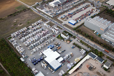 Industrial area Im Langgewan, forwarding company Kube & Kubenz in Worms in the state Rhineland-Palatinate, Germany out of the air