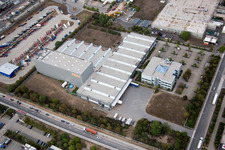 Industrial area North on the Rhine in Worms in the state Rhineland-Palatinate, Germany out of the air